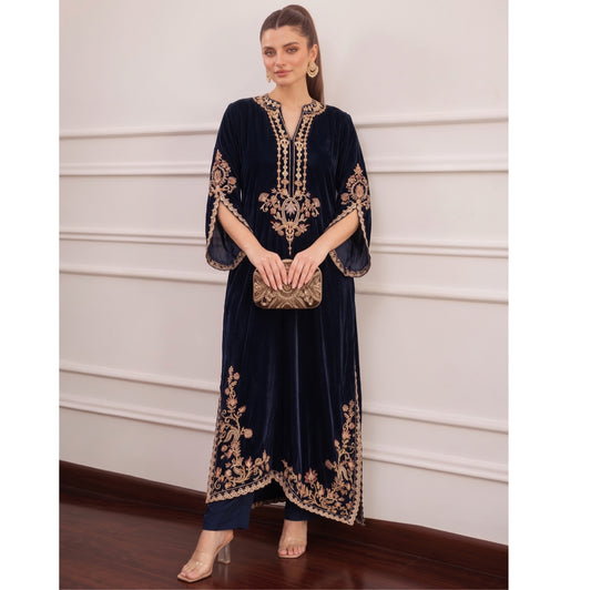 UA-316 Luxury Velvet Kaftan Style Co-Ord Set | Umnna