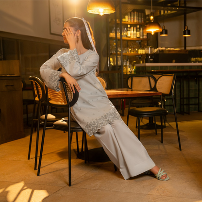 UCA-18 2 Pc Casual Cotton Farshi Shalwar Chikenkari Co-Ords Set | Ready to Wear | Casuallite