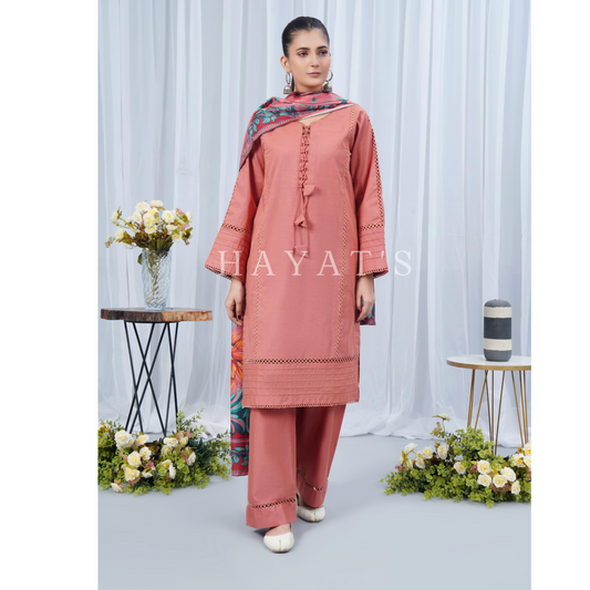 (Petite Orchid) Khaddar Dress with Shawl |3 Pc| Winter Collection | Hayats