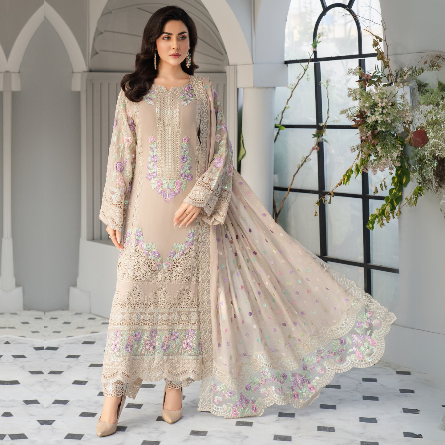 3 Piece Luxury Chiffon Ready to Wear Collection | karma Collection UMKC0901