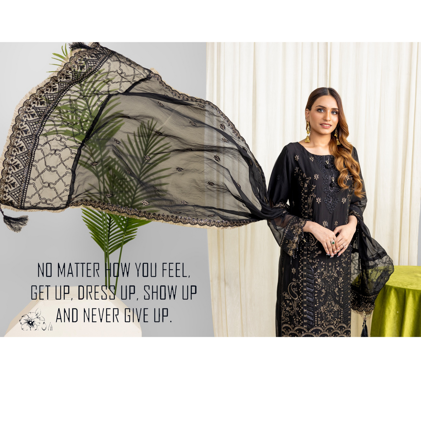 Luxury Embroidered Chiffon Dress 3 Pc | Winter Collection | Rangz | UMRGZ3601