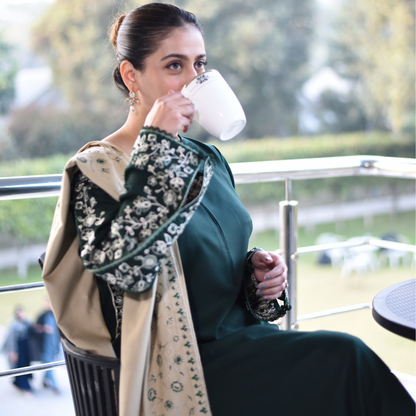UA-29 3 Pc Embroidered Dhanak Dress with Embroidered Dhanak Shawl Pakistani Dress | UMNAA