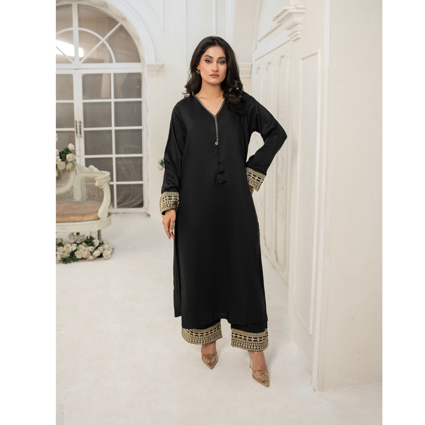 Embroidered Viscose Linen  2 Pc Pakistani Co Ord Set Dress | Ready to wear | UMNAA