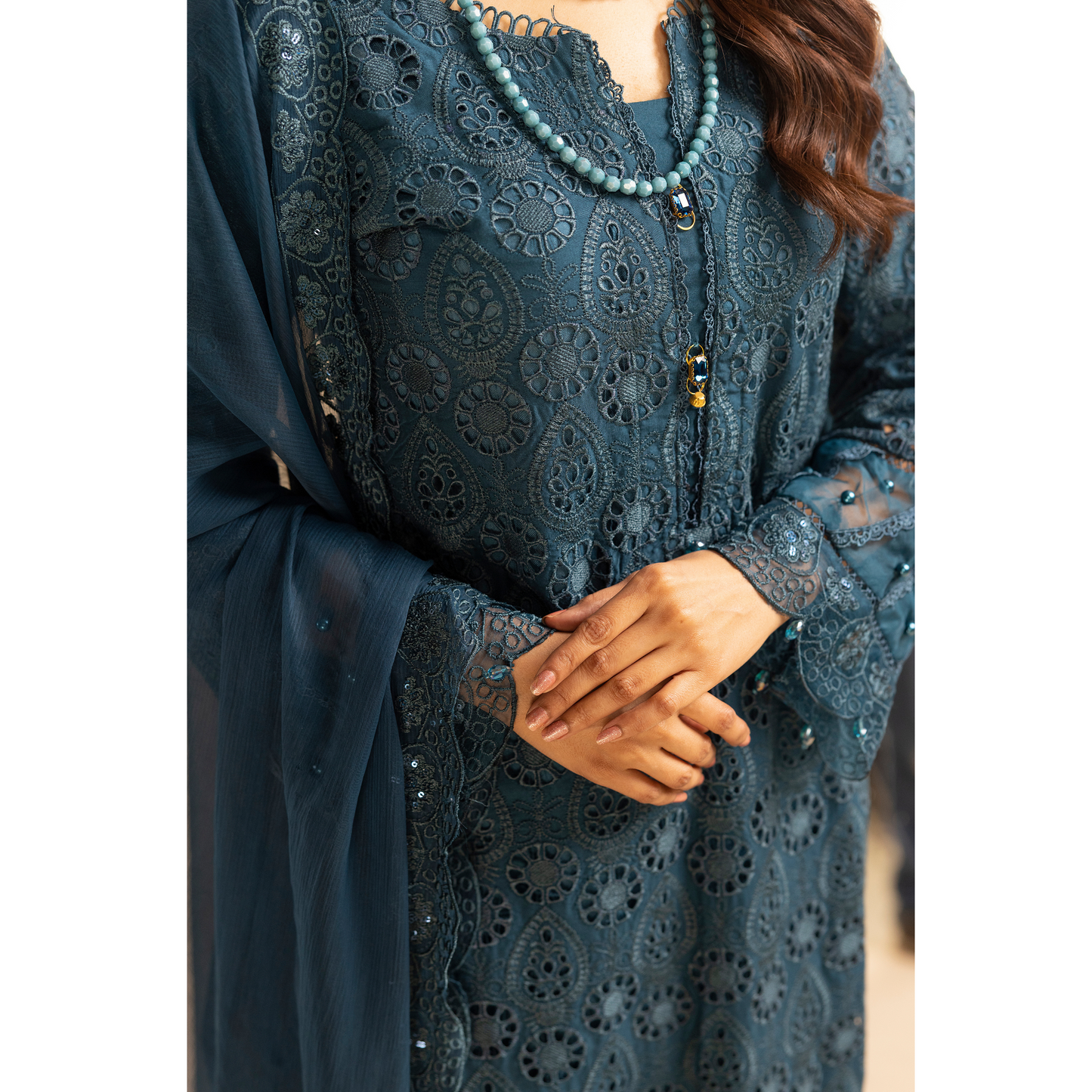 UMS-18 Embroidered Linen Chikenkari 3 Pc Pakistani Dress | Ready to wear | Simrans