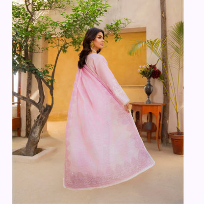 KC-1442 Embroidered Chikankari Cambric Cotton Dress Ready to Wear 3 Pc - Karma Collection