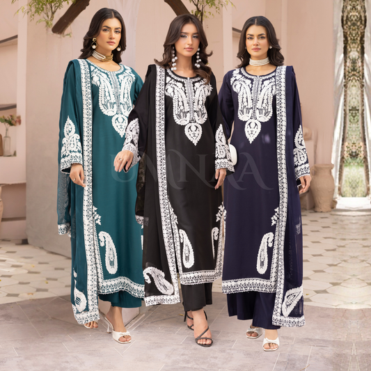 UMS-40 Almila by Simrans Dhanak Embroidered 3 Pc Collection Asian Clothes  | Modest Wear