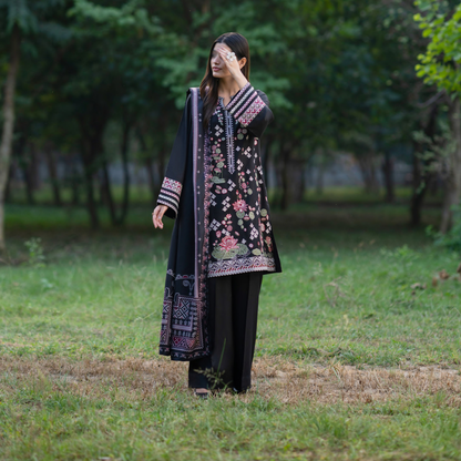 UCA-31 Embroidered Dhanak with Pashmina Shawl Winter Collection by Casuallite