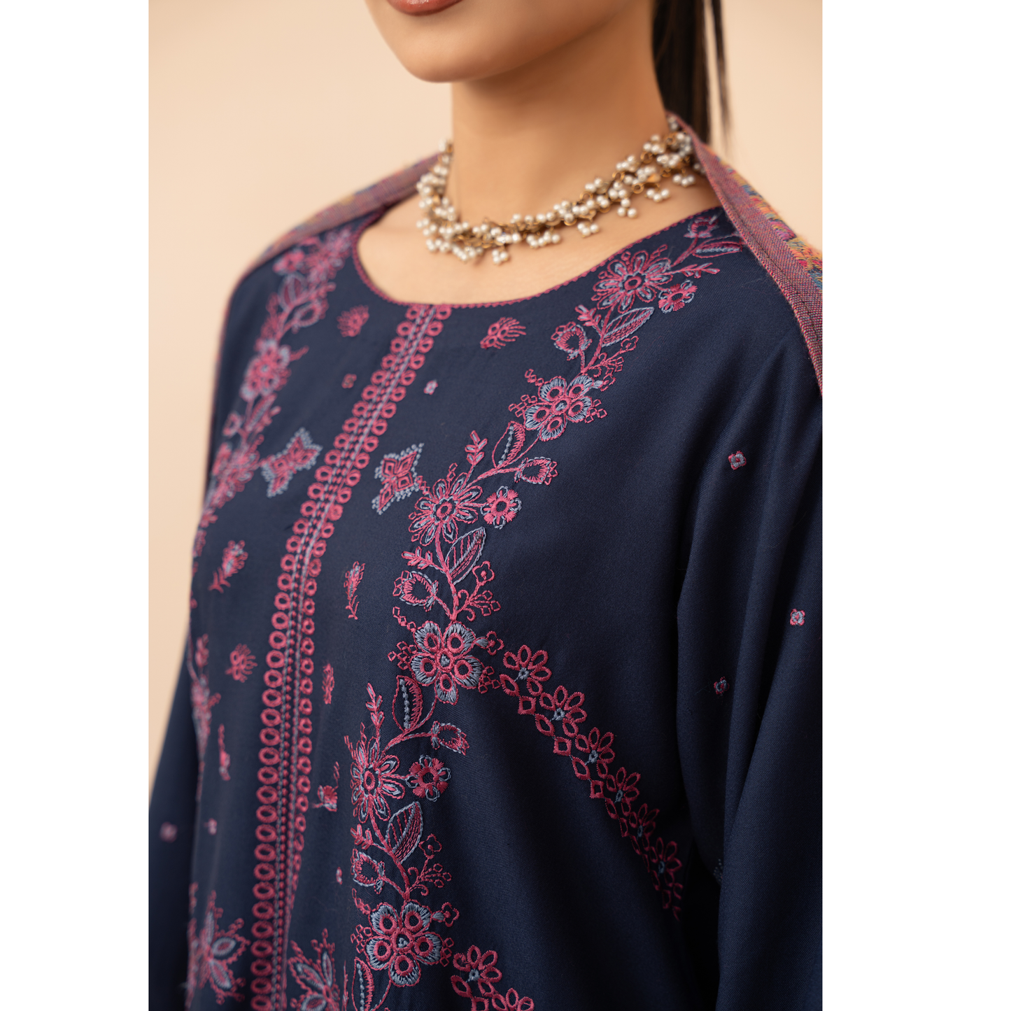 UA-140 Embroidered Dhanak Dress with Pashmina Shawl | Ready to Wear | Asian Clothes