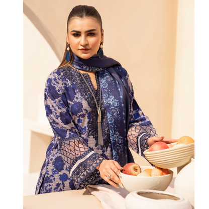 RA-24 Embroidered Printed Dhanak dress with Wool Shawl  by Raniya.h