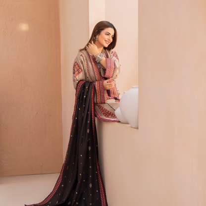 "Mishaal" Khat Edition Luxury Embroidered 3 Piece by Karma Collection