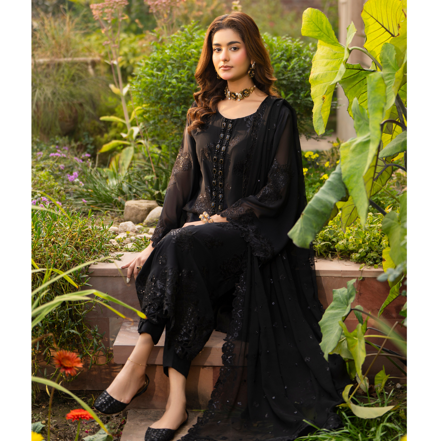 F-497 "Hayat" Embroidered Georgette Chiffon 3 Pc Collection