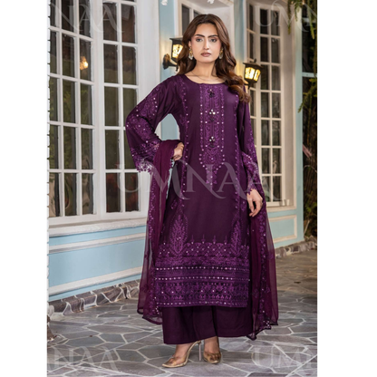 UA-159 Embroidered Dhanak Collection by Umnaa