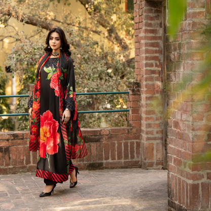 "Eliana" Embroidered Printed Shamooz Silk by Karma Collection | Asian Clothes | Eid