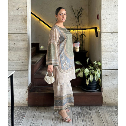 UA-169 Silk Printed Co-Ords Set by Umnaa | Ready to Wear Modest fashion Asian