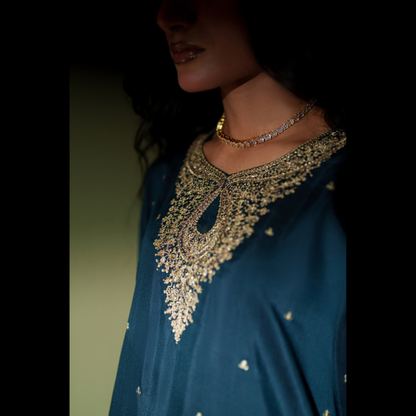 UCA-36 ELARA Festive Embroidered Viscose Dress with Printed Silk Dupatta | Women’s Festive Wear Pakistani Designer Outfit by Casuallite