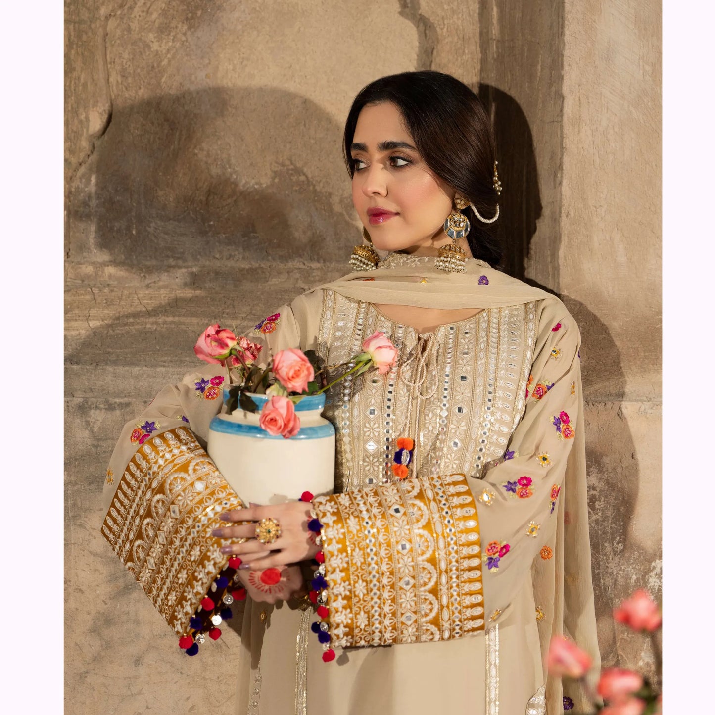 F-526 "Saj Dhaj" Embroidered Georgette Collection by Karma Collection