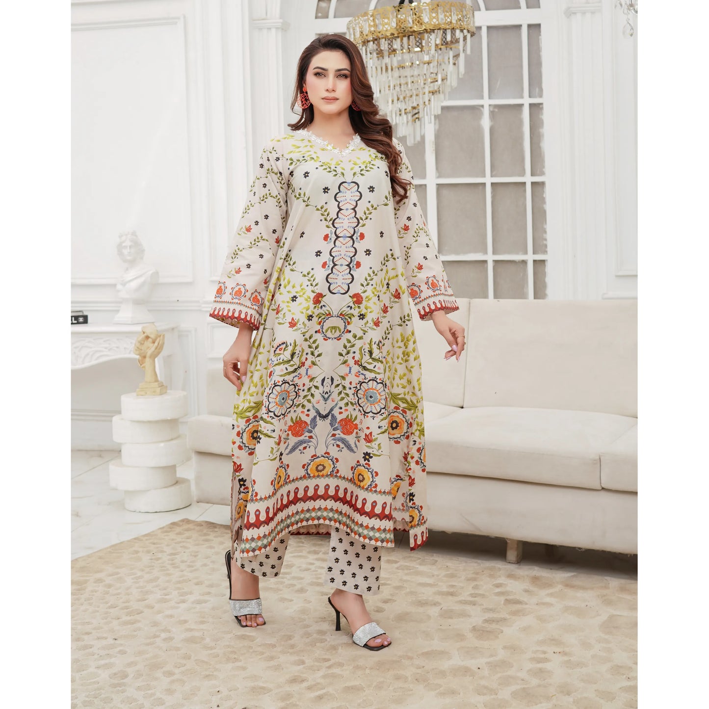 UMS-59 "Attire" Lawn Kaftan Style Co-Ords Set by Simrans
