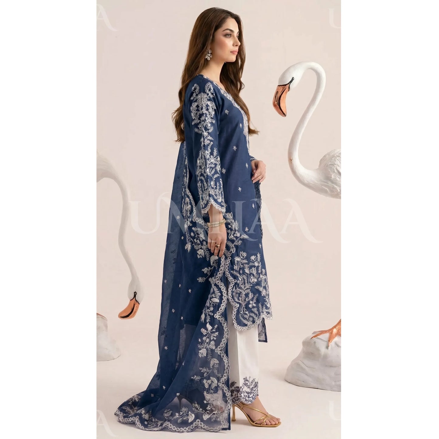 UA-190 Embroidered Cotton Collection 3 Piece | Ready to Wear | Asian clothes
