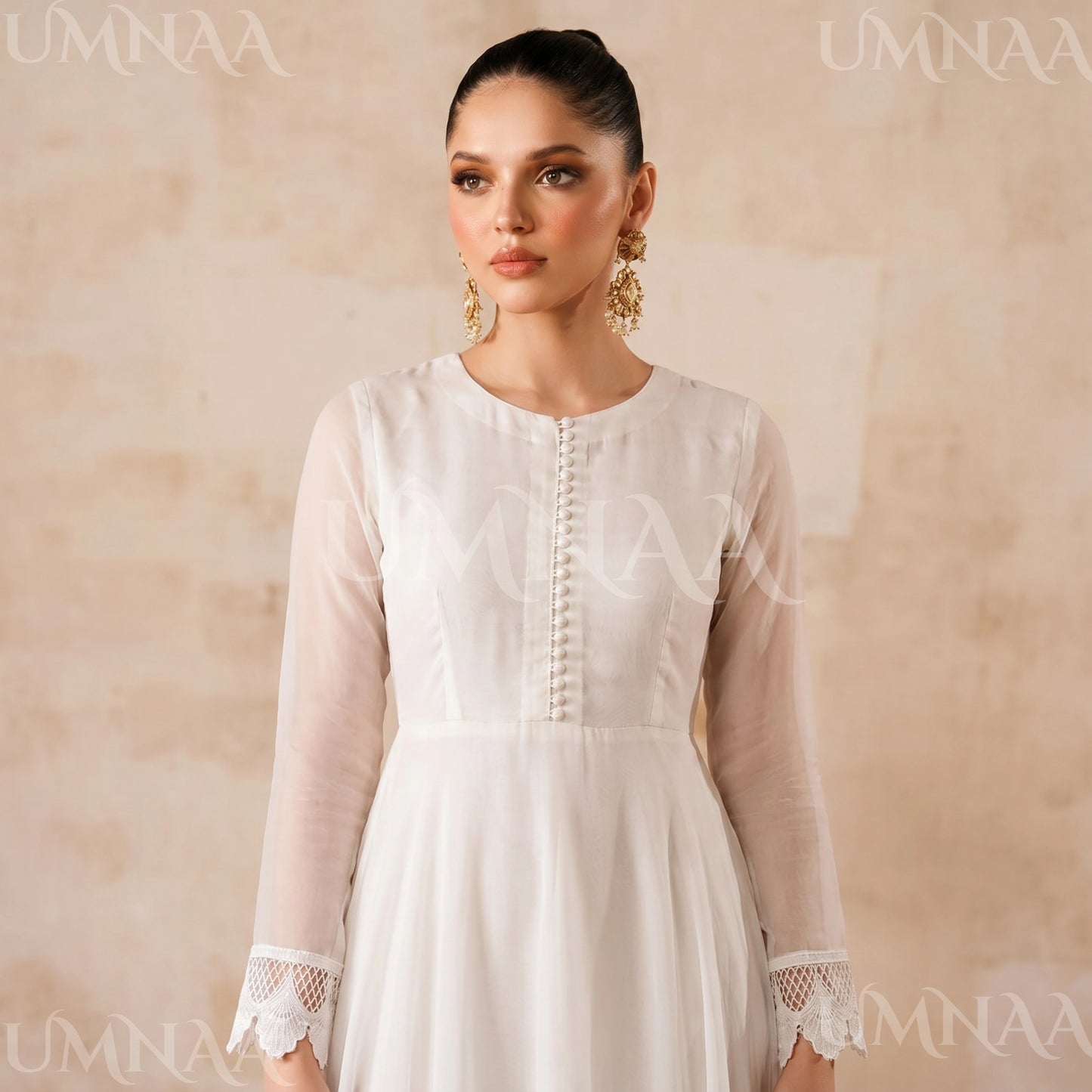 UA-204 Luxury Embroidered Chiffon Frock Collection 3 Pc | Ready to Wear | Umnaa