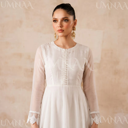 UA-204 Luxury Embroidered Chiffon Frock Collection 3 Pc | Ready to Wear | Umnaa