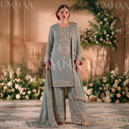 UA-210 Embroidered Chiffon Sharara Festive Collection by umnaa | Ready to Wear Pakistani Asian clothes