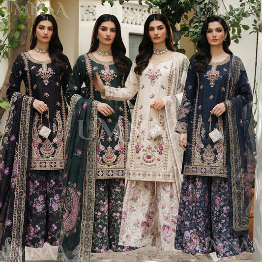 UA-211 Embroidered Viscose with Cotton Silk Sharara collection by Ready to Wear Pakistani Asian clothes