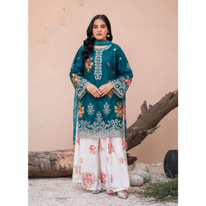 UMRZ-62 "Crimsons" by Rangz Embroidered Cotton with poly Lawn Sharara Festive collection| Ready to Wear Pakistani Asian clothes