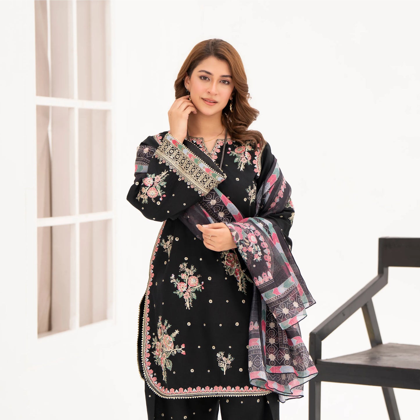 UA-216 Embroidered Cambric Cotton Collection by Umnaa | Ready to Wear Pakistani Asian clothes