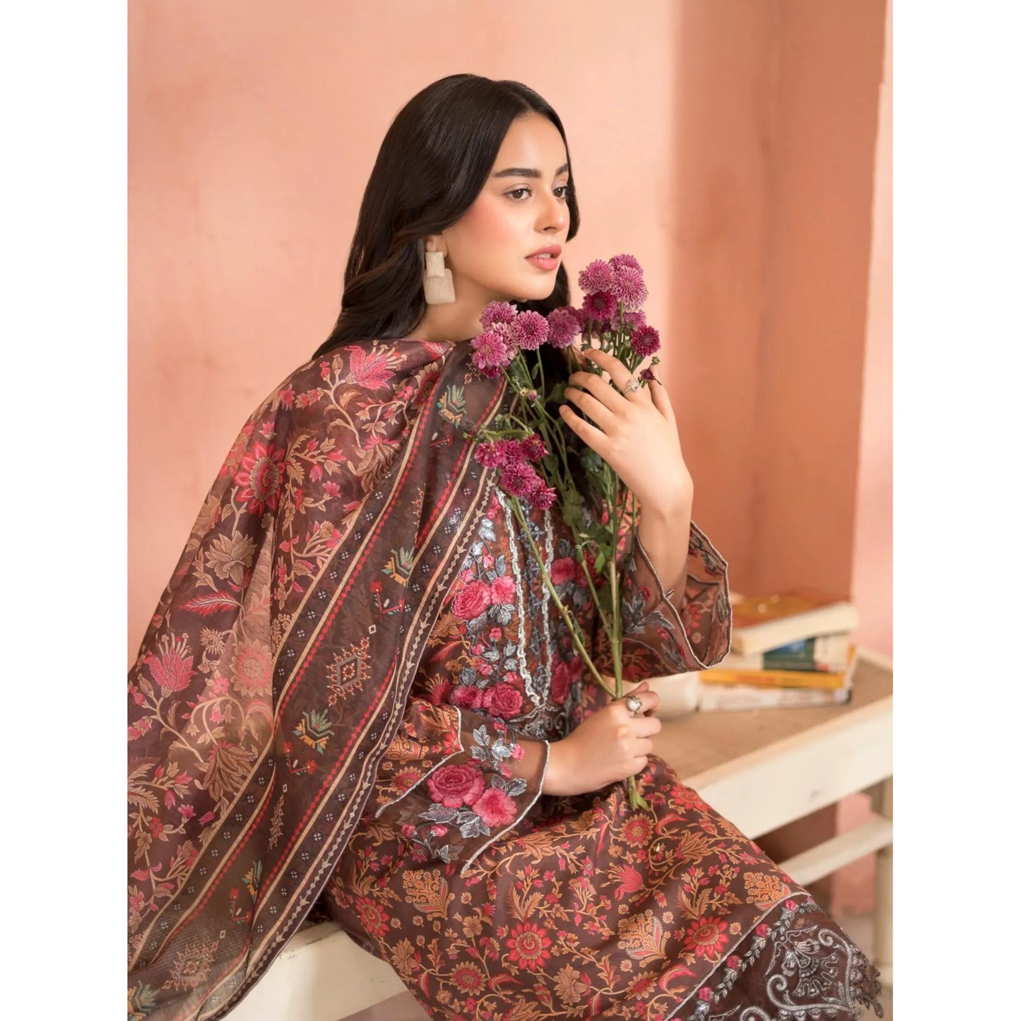 RA-37 Embroidered Printed Lawn Dress with Printed Cotton Silk Dupatta | Women's 3 Piece Summer Suit