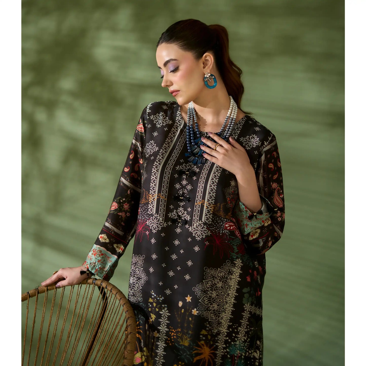 UAL-05 Printed Silk Kaftan Style Co-Ord Set Loose fit Casual Wear | Ethnic wear | ALLY'S