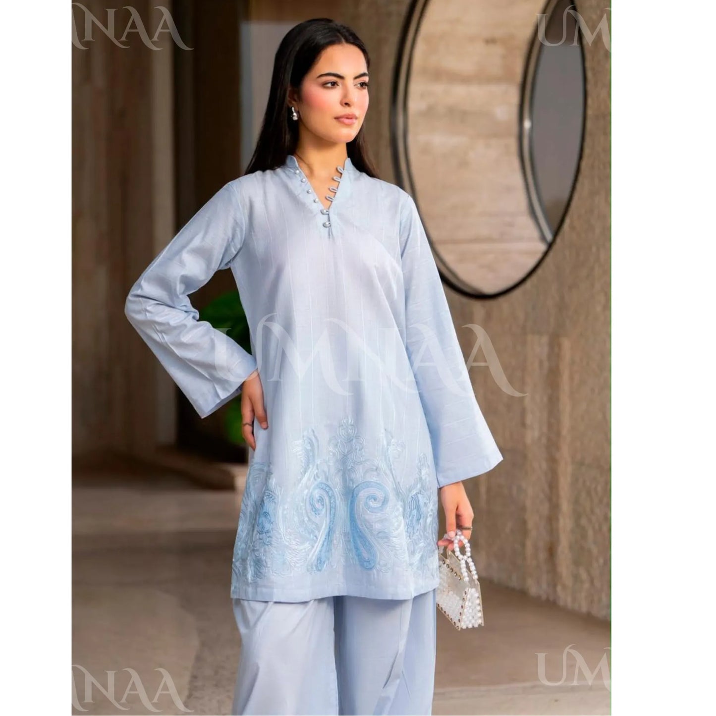 UA-277 Embroidered Trendy Cotton Co-Ord Set | Umnaa