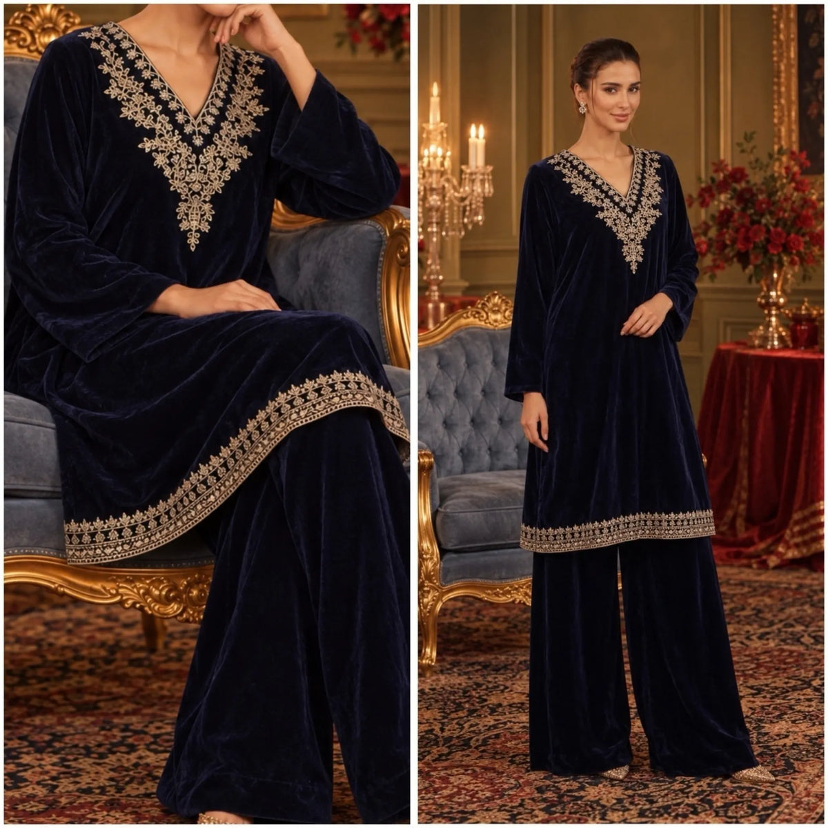 RA-42 Mehr-e-Noor Luxury Velvet Co-Ords | Raniya.h
