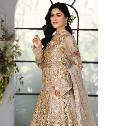 Luxury Embroidered Chiffon long Maxi with chiffon duppata  | Wedding Collection | karma Collection | UMKC01101