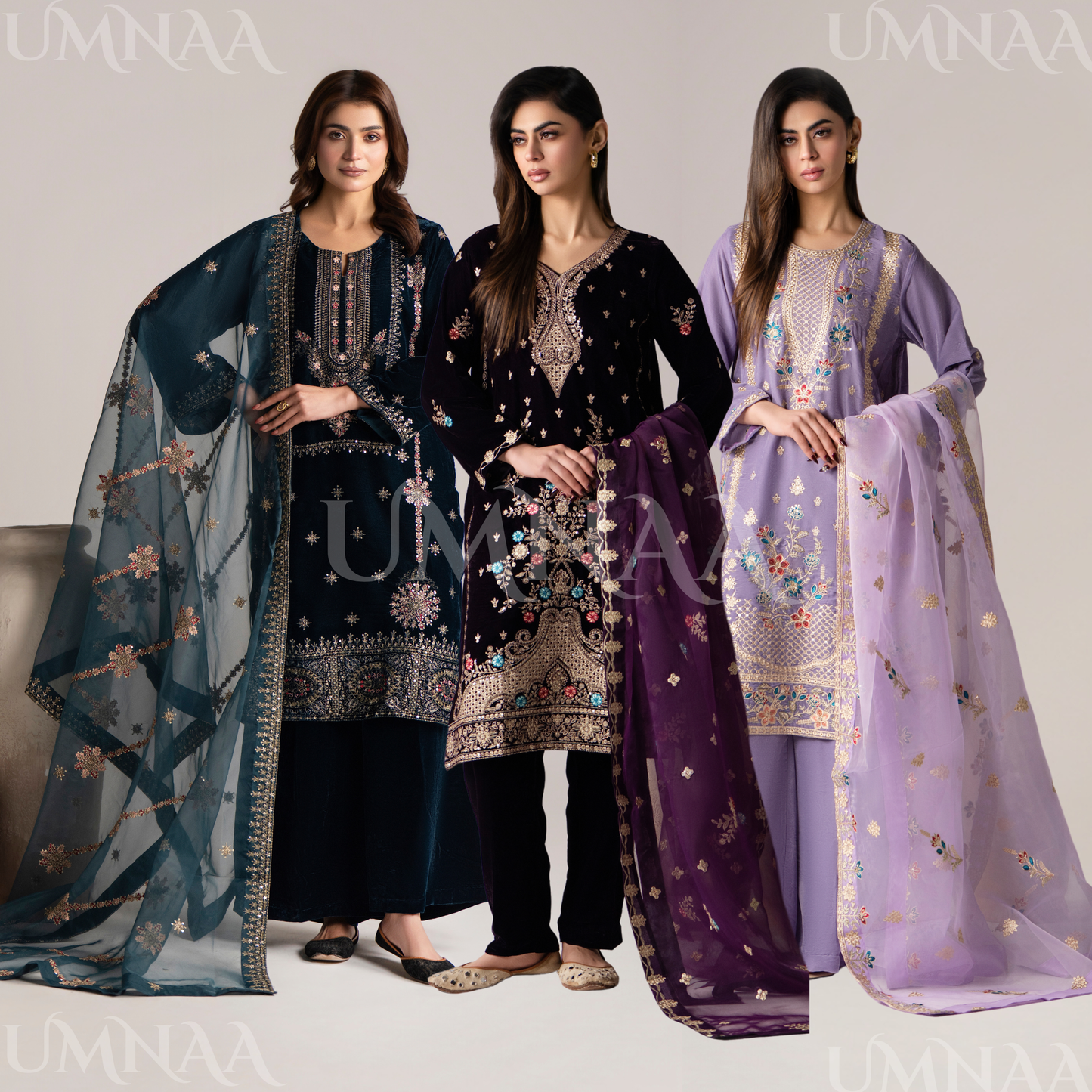 RA-27 Dastan e Eid Embroidered Velvet Collection | Embroidered 3 Piece Festive Ready to Wear by Raniya.h