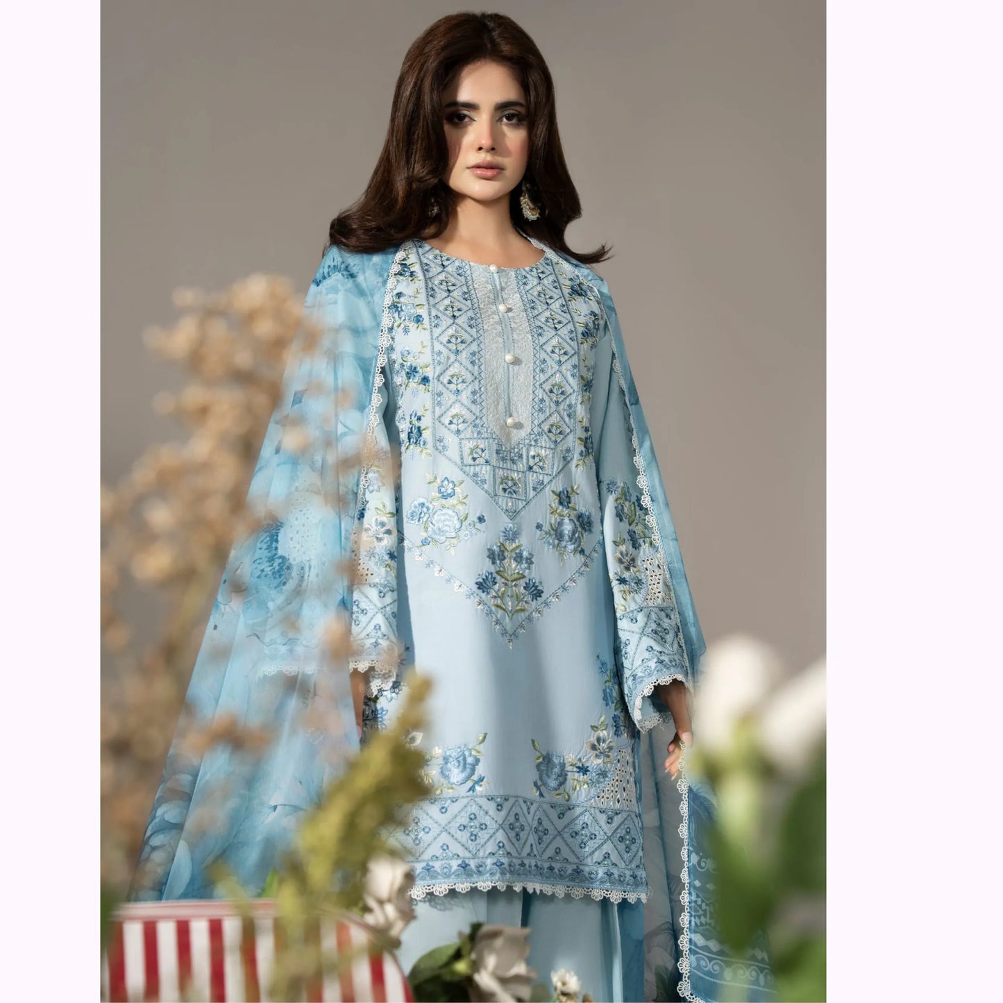 KC-1580 "AYRA" Embroidered Cambric Cotton Collection by Karma Collection