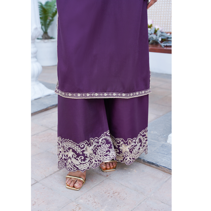 U-71 Embroidered Linen with Pockets 2 Pc Co Ord Set Dress | Ready to wear | UMNAA