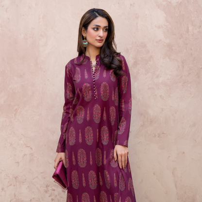 RA-33 Embroidered Lawn Long Kaftan Style 2 Piece Casual Summer Collection by Raniya.h