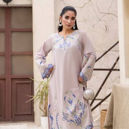 UA-247 Embroidered Cambric Cotton Kaftan Style Co-Ord Set Asian Wear | Umnaa