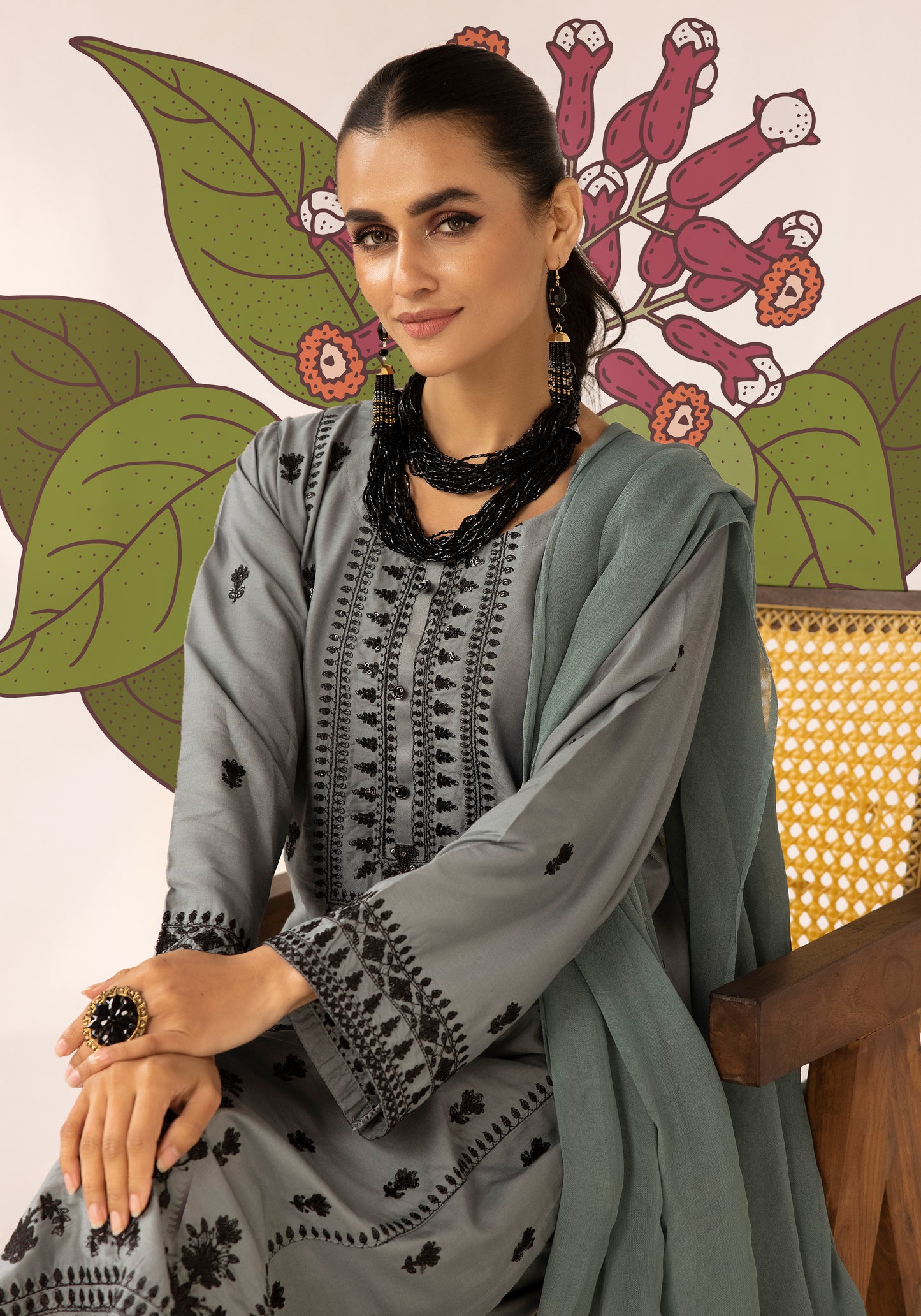 3 Piece Embroidered linen Collection - Simrans