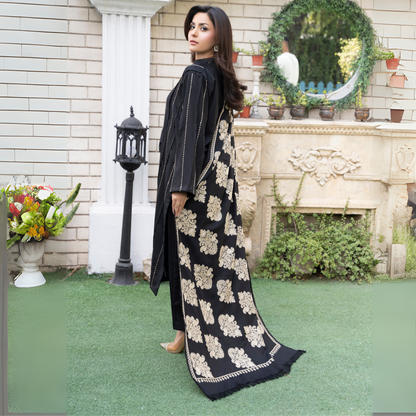 3 Pc Dhanak Dress with Embroidered Shawl | Winter Collection | Raniya.h | UMRAH0801