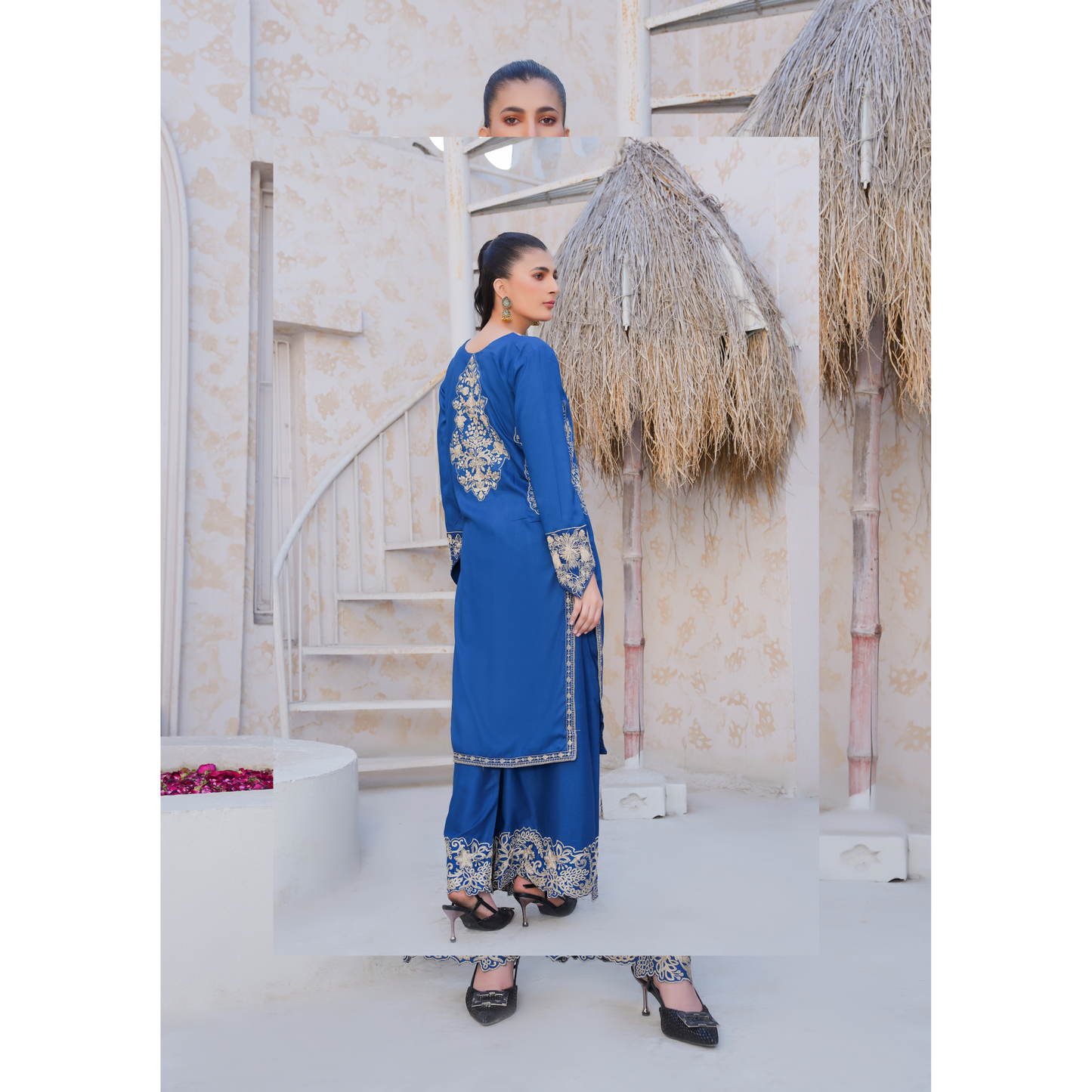 U-71 Embroidered Linen with Pockets 2 Pc Co Ord Set Dress | Ready to wear | UMNAA