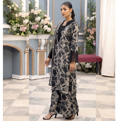 (Multi) Embroidered Printed Dhanak Dress with Dhanak Shawl | Winter Collection | Raniya.h