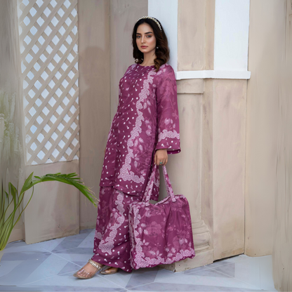 2 Printed Pakistani Co-Ords Set with Bag | Ready to Wear | Raniya.h | UMRAH0901