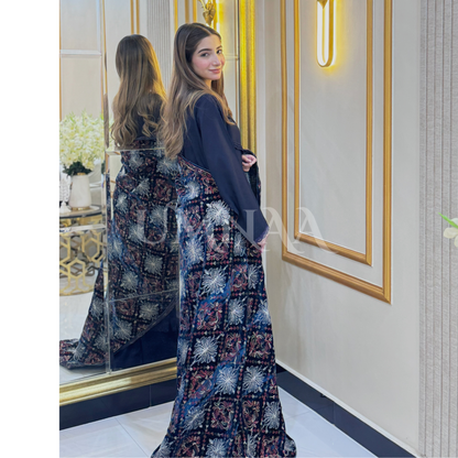 UA-32 Dhanak Dress  Embroidered Velvet Shawl  3 Pc | Ready to wear | UMNAA