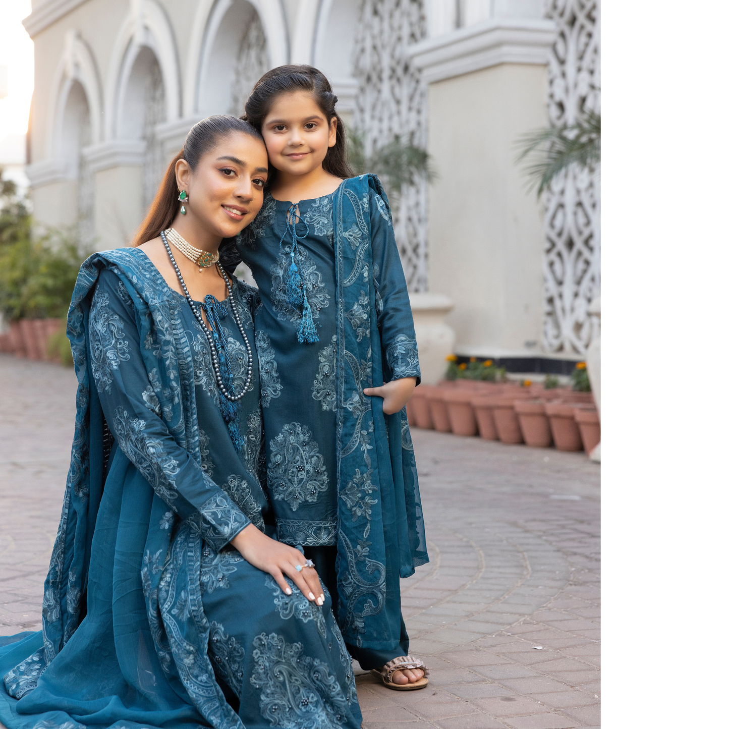 UMS-15 3 Pc Mother & Daughter Luxury Linen Eid Collection by Simrans