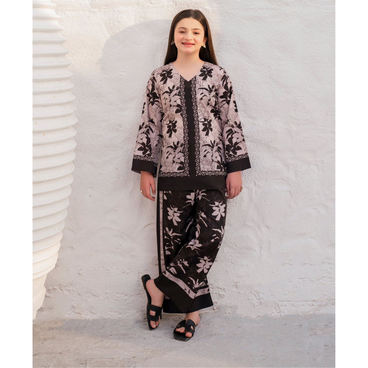2 Pc Mother & Daughter Pakistani Printed Co-ord Set Collection by Garnet