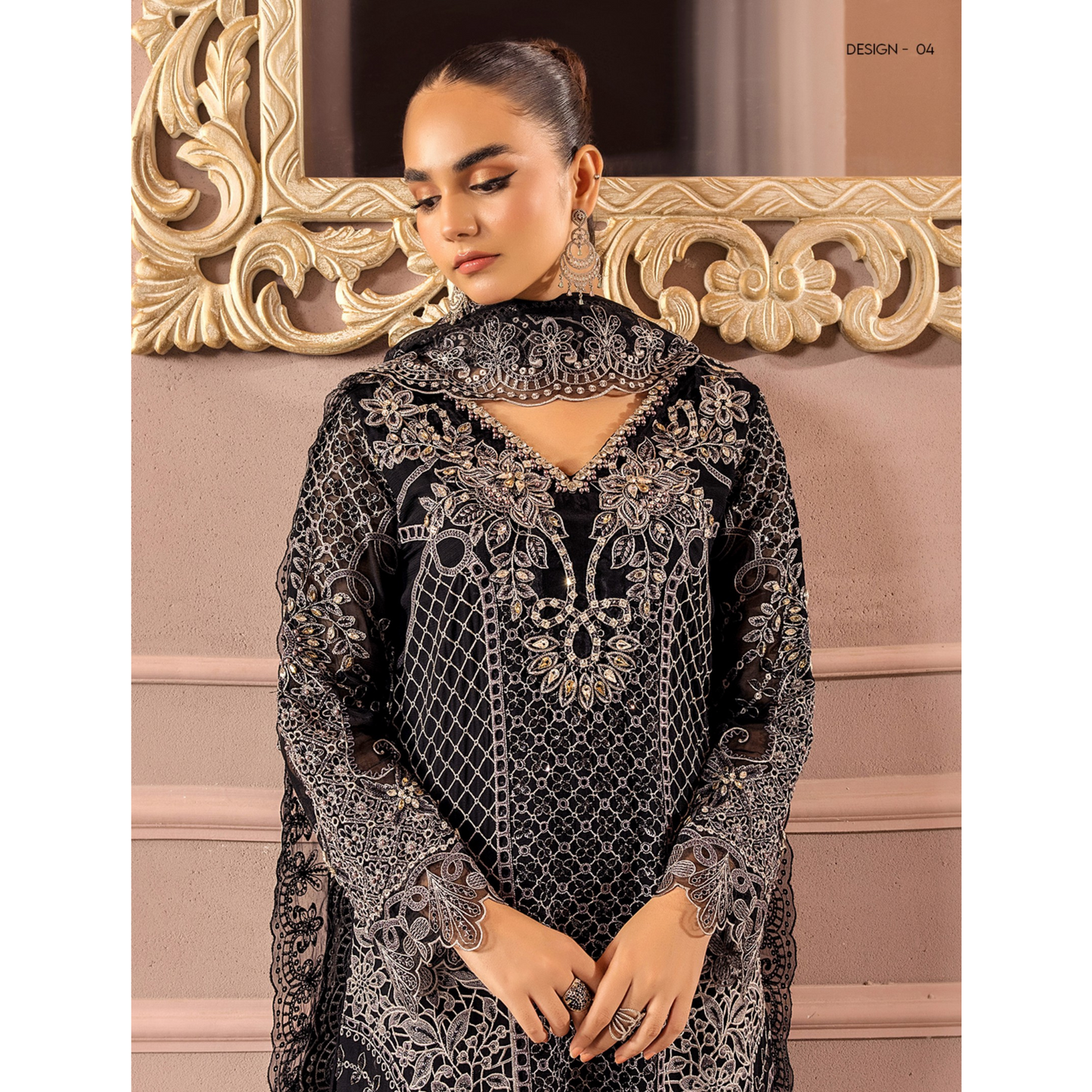 UTT-03 Embroidered Luxury Chiffon 3 Pc Pakistani Dress | Ready to wear | Traditional Thread