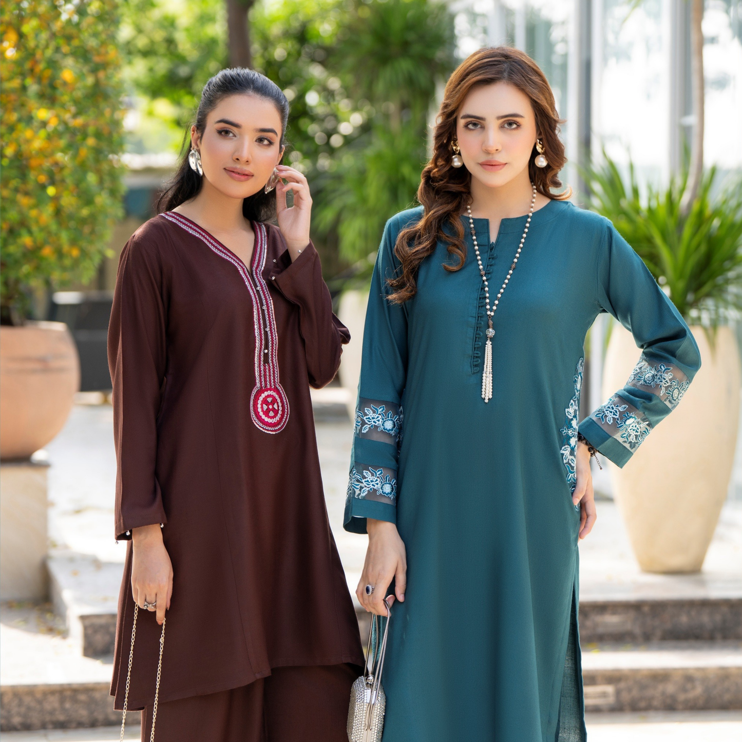 UZA-01 Rang e Elegance by Zaaria 2 Pc Embroidered Dhanak Co-Ords Set