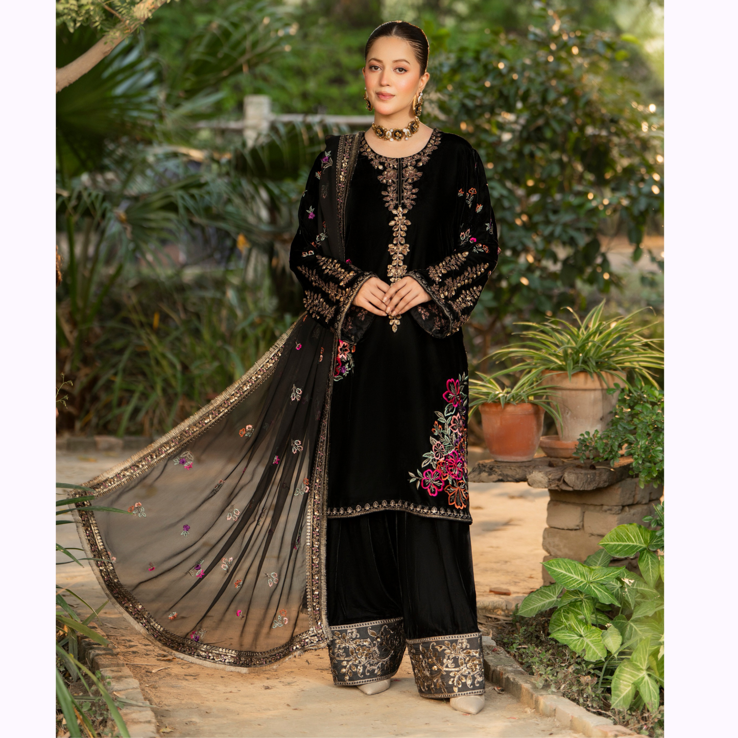 F-490 "Sehar" Luxury Embroidered Velvet Dress by Karma Collection
