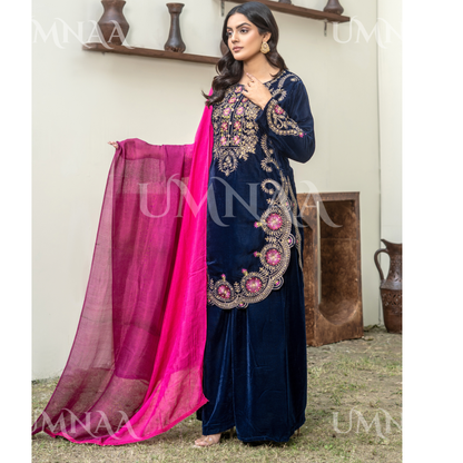 UA-141 3 Luxury Velvet Sharara collection by Umnaa